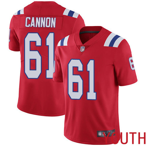 New England Patriots Football #61 Vapor Limited Red Youth Marcus Cannon Alternate NFL Jersey->youth nfl jersey->Youth Jersey